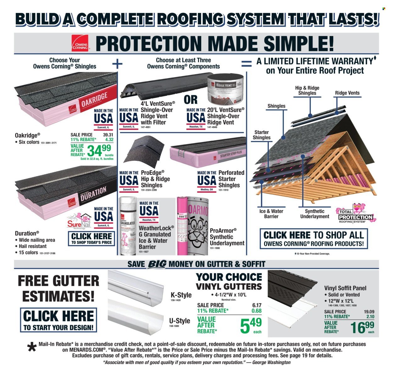 MENARDS ad - 11% Rebate Sale