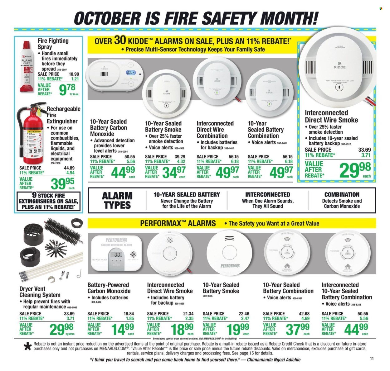 MENARDS ad - 11% Rebate* Sale