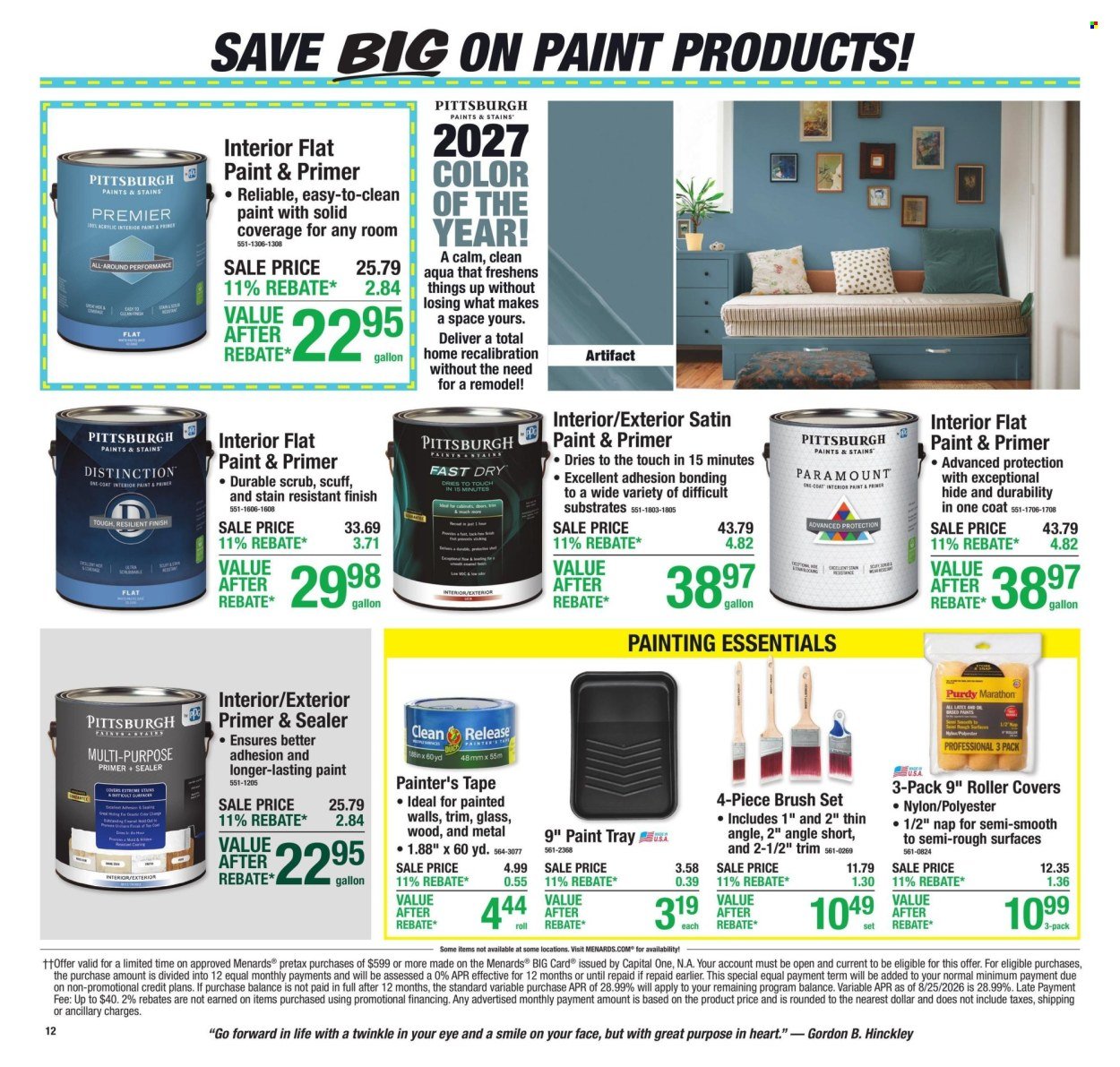 MENARDS ad - 11% Rebate* Sale