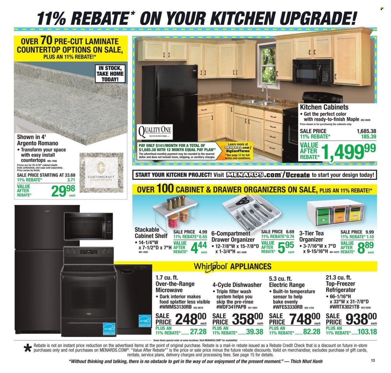 MENARDS ad - 11% Rebate* Sale