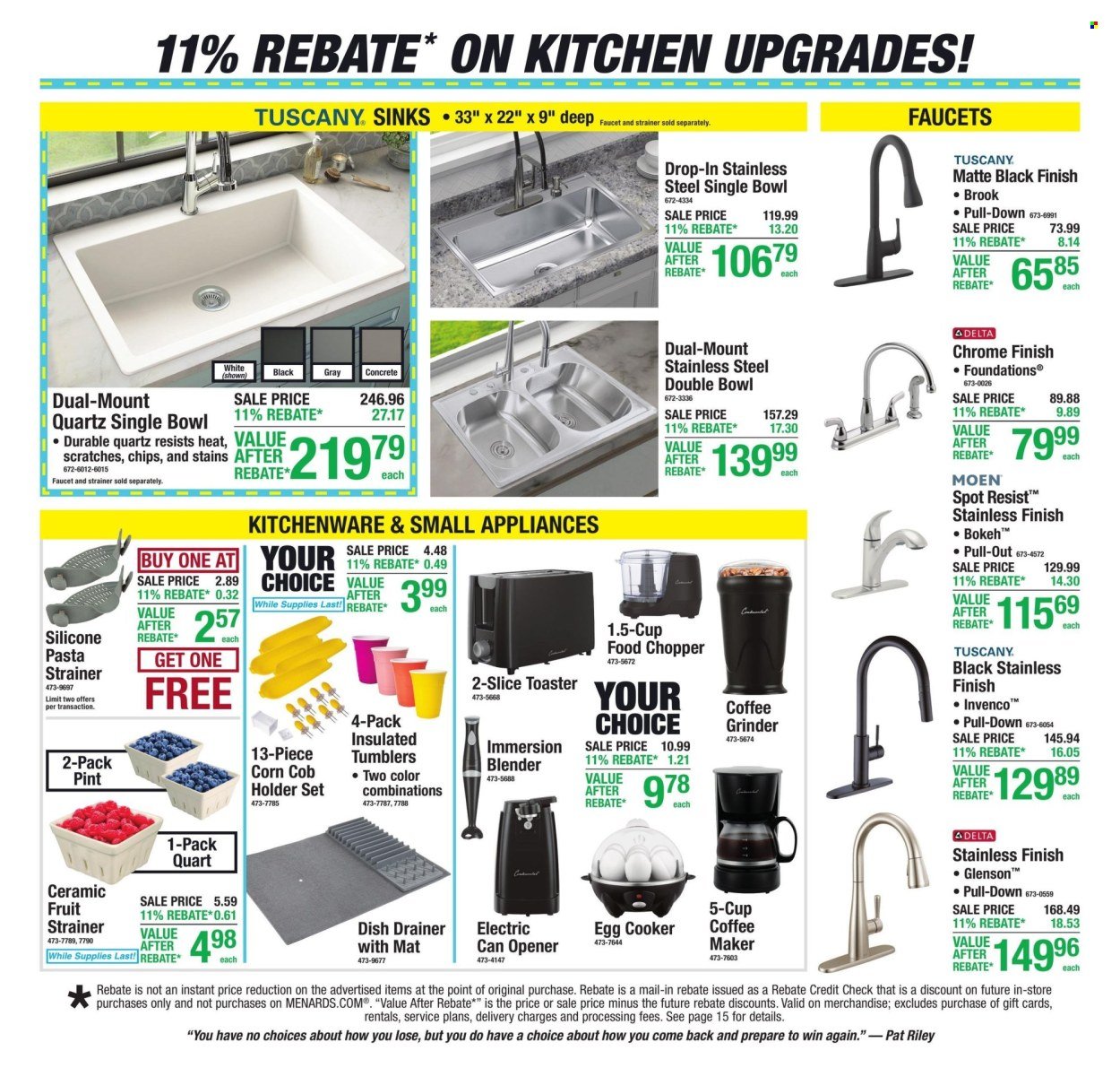 MENARDS ad - 11% Rebate* Sale