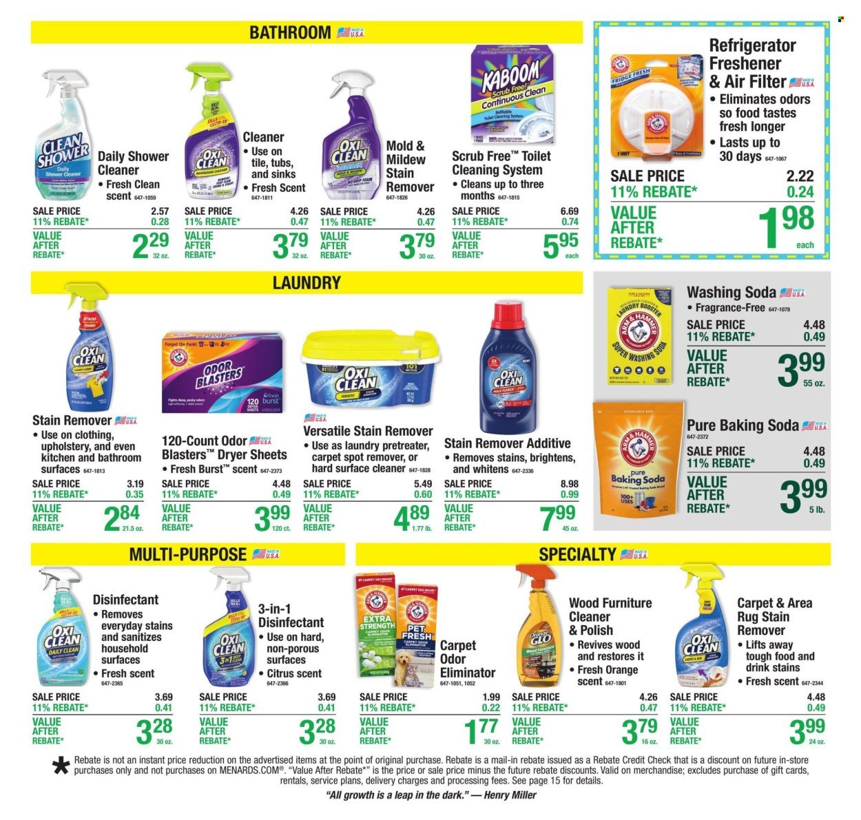 MENARDS ad - 11% Rebate* Sale
