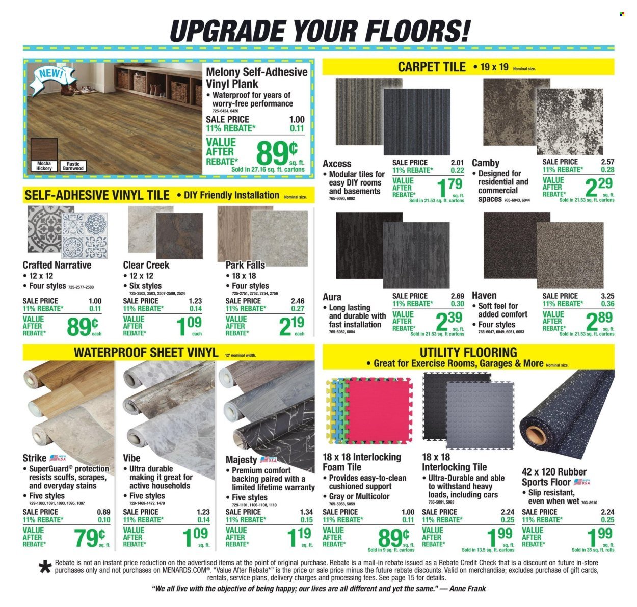 MENARDS ad - 11% Rebate* Sale