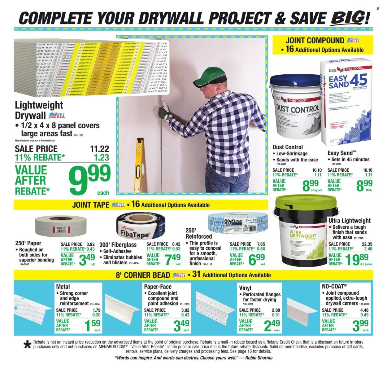 MENARDS ad - 11% Rebate* Sale