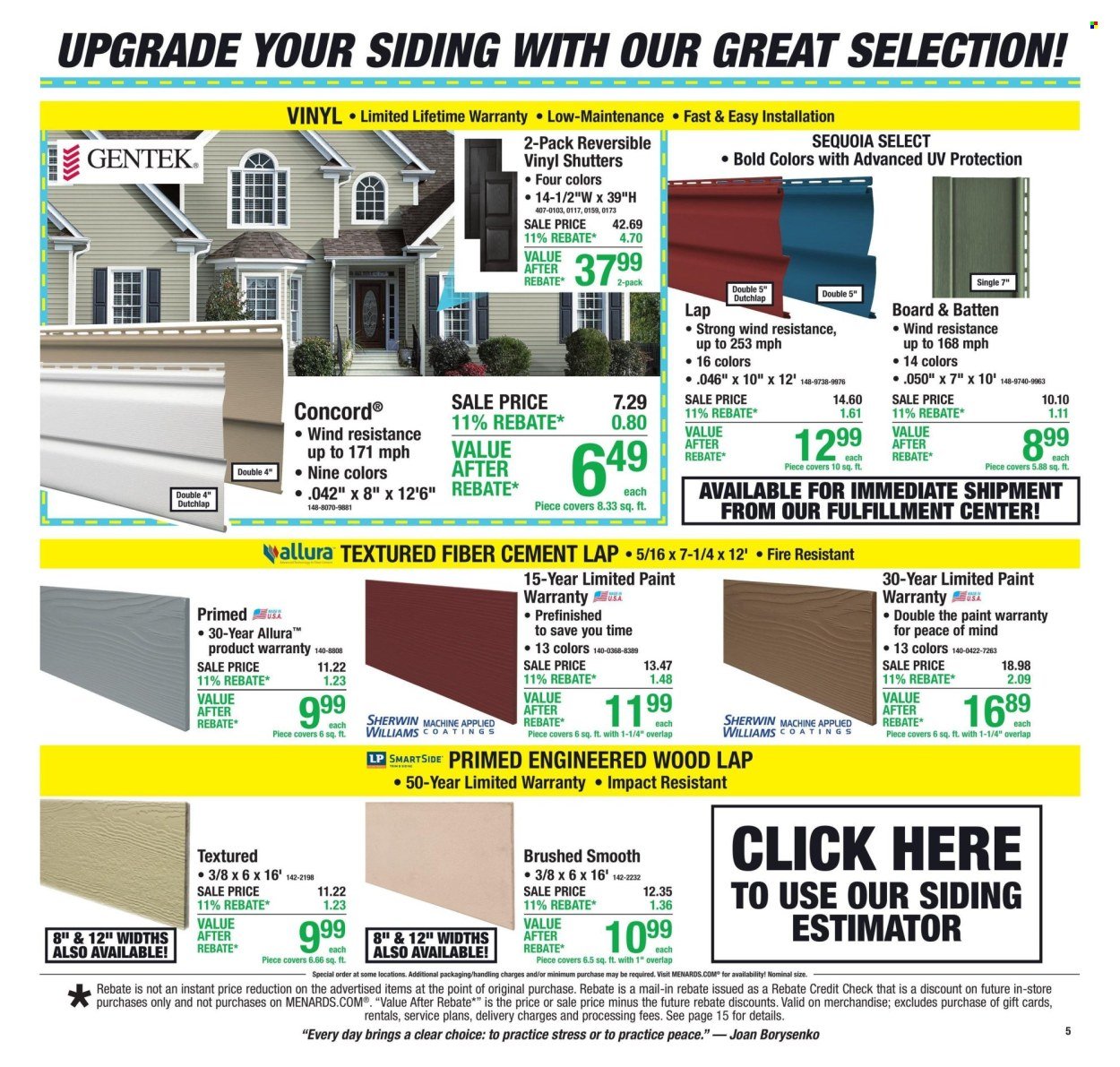 MENARDS ad - 11% Rebate* Sale