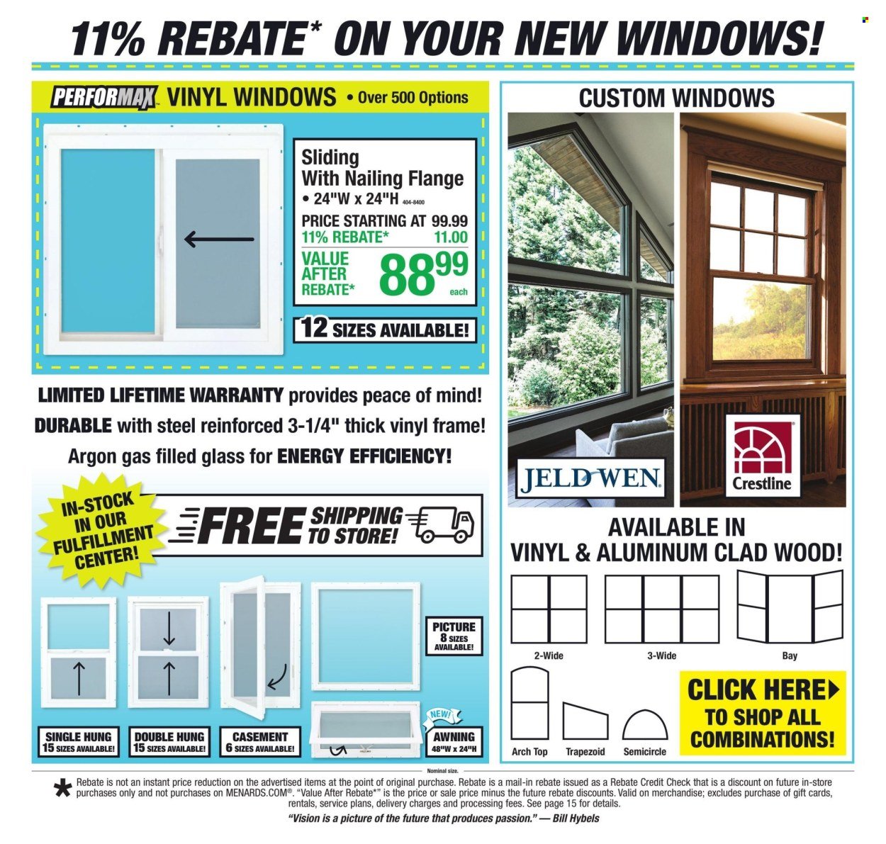 MENARDS ad - 11% Rebate* Sale