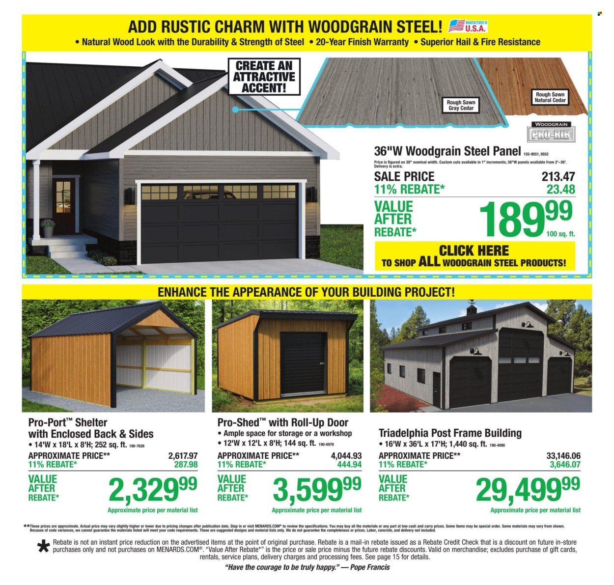 MENARDS ad - 11% Rebate* Sale