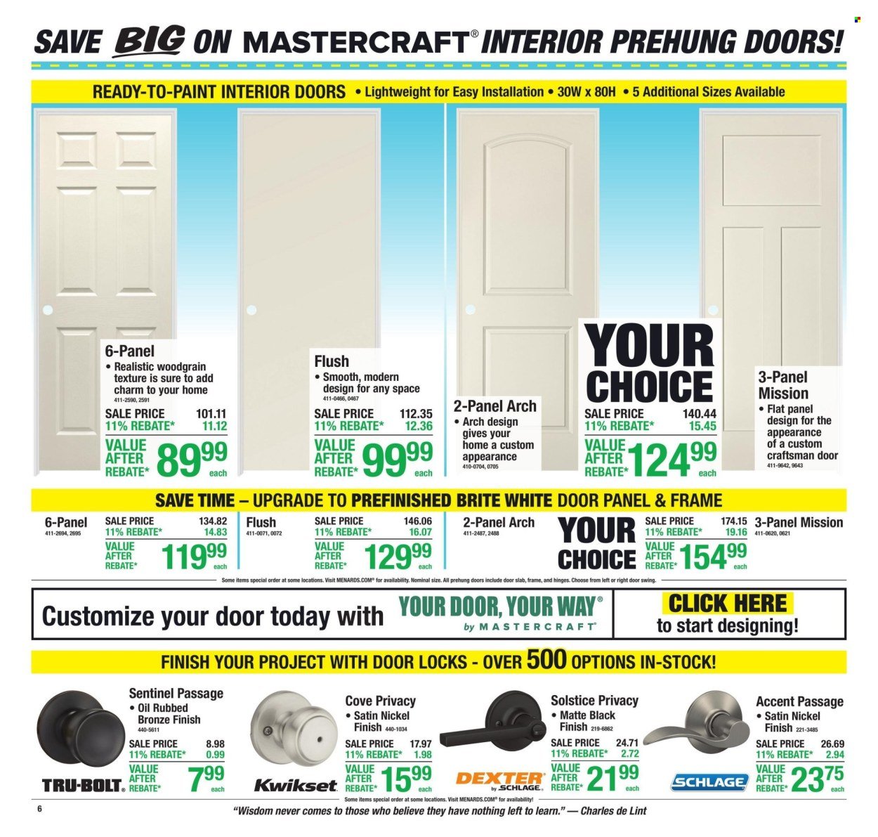 MENARDS ad - 11% Rebate* Sale