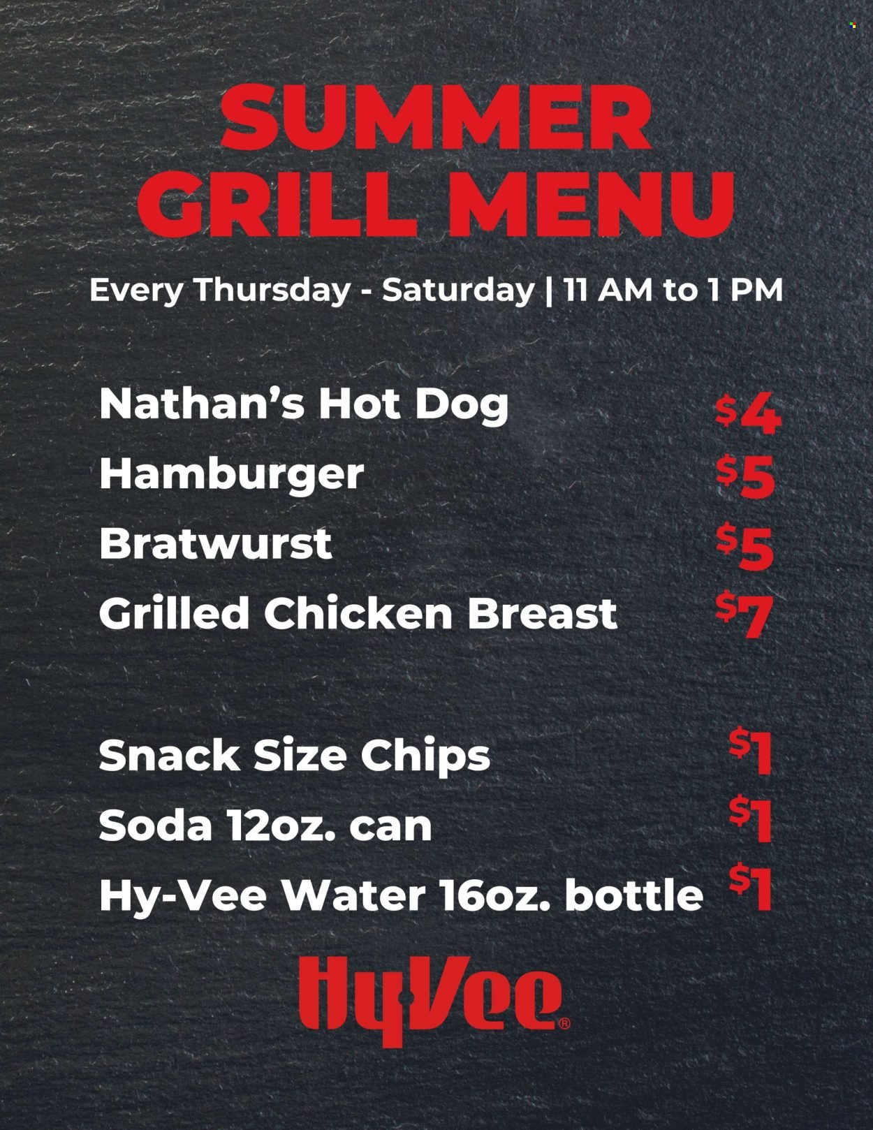 HY-VEE ad - Summer Grill Out Menu