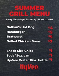 HY-VEE ad - Summer Grill Out Menu