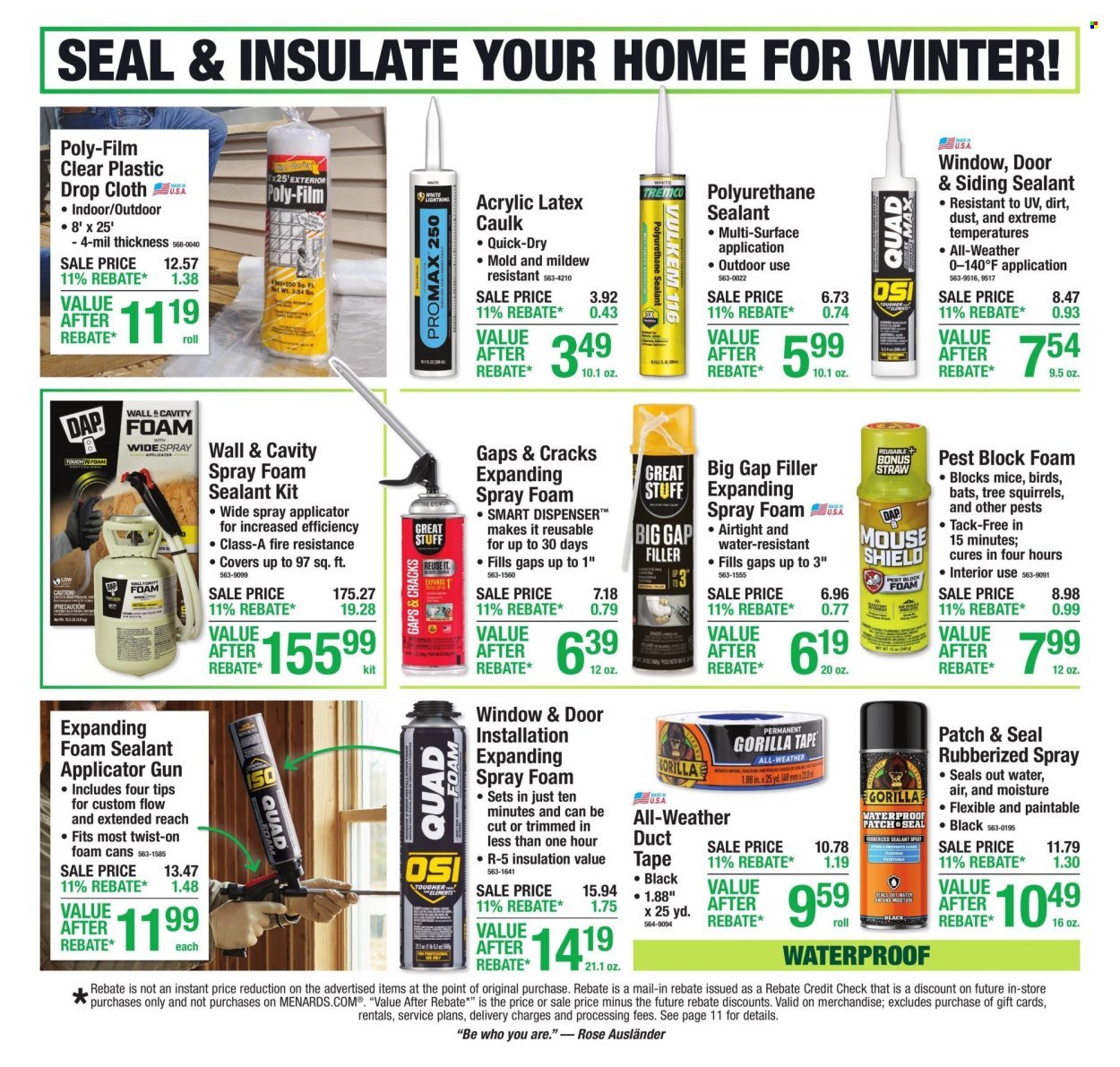 MENARDS ad - 11% Rebate* Sale