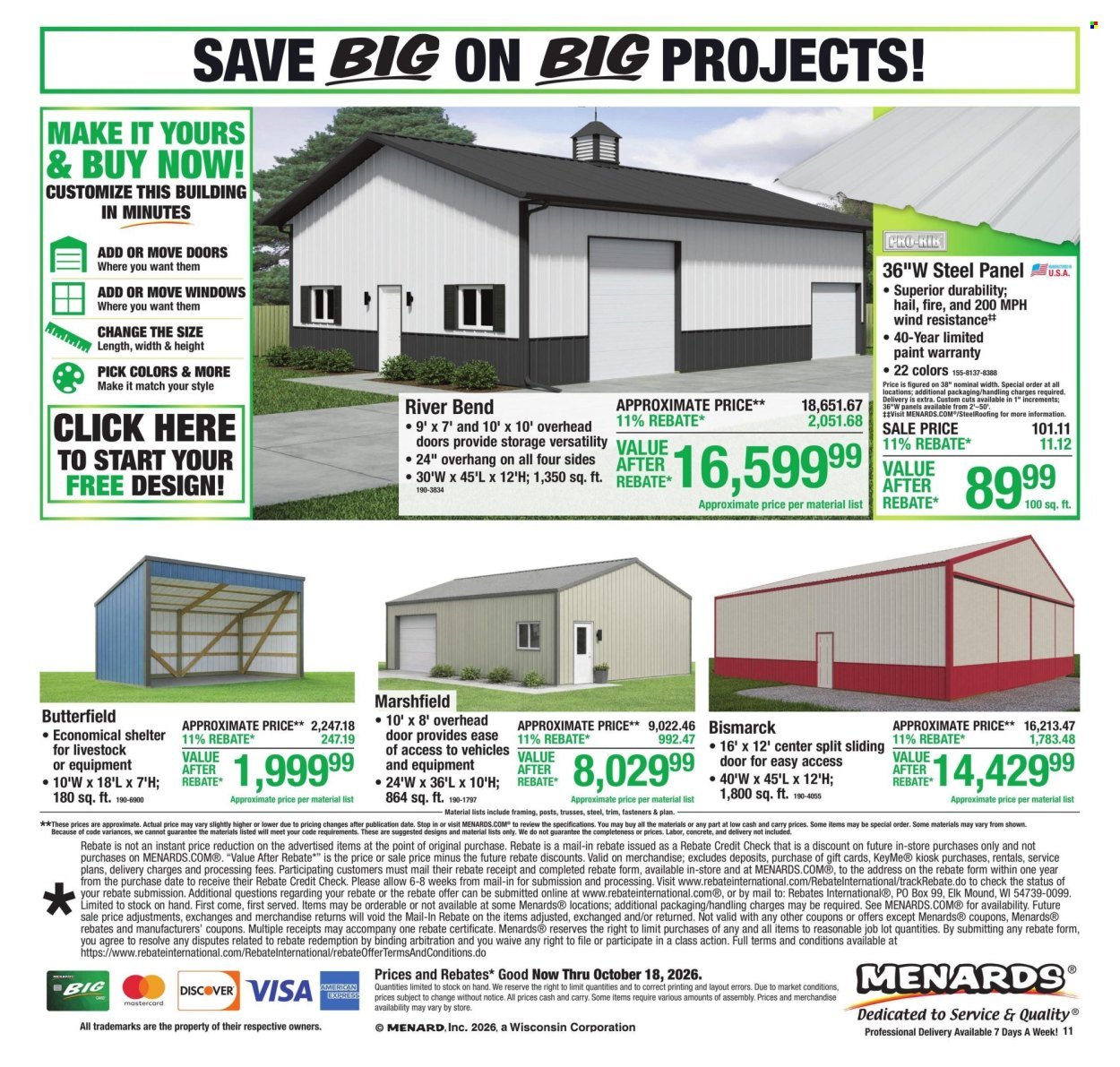 MENARDS ad - 11% Rebate* Sale