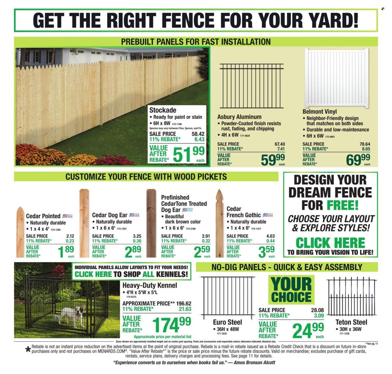 MENARDS ad - 11% Rebate* Sale