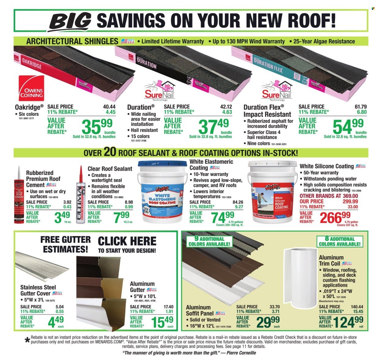 MENARDS ad - 11% Rebate* Sale