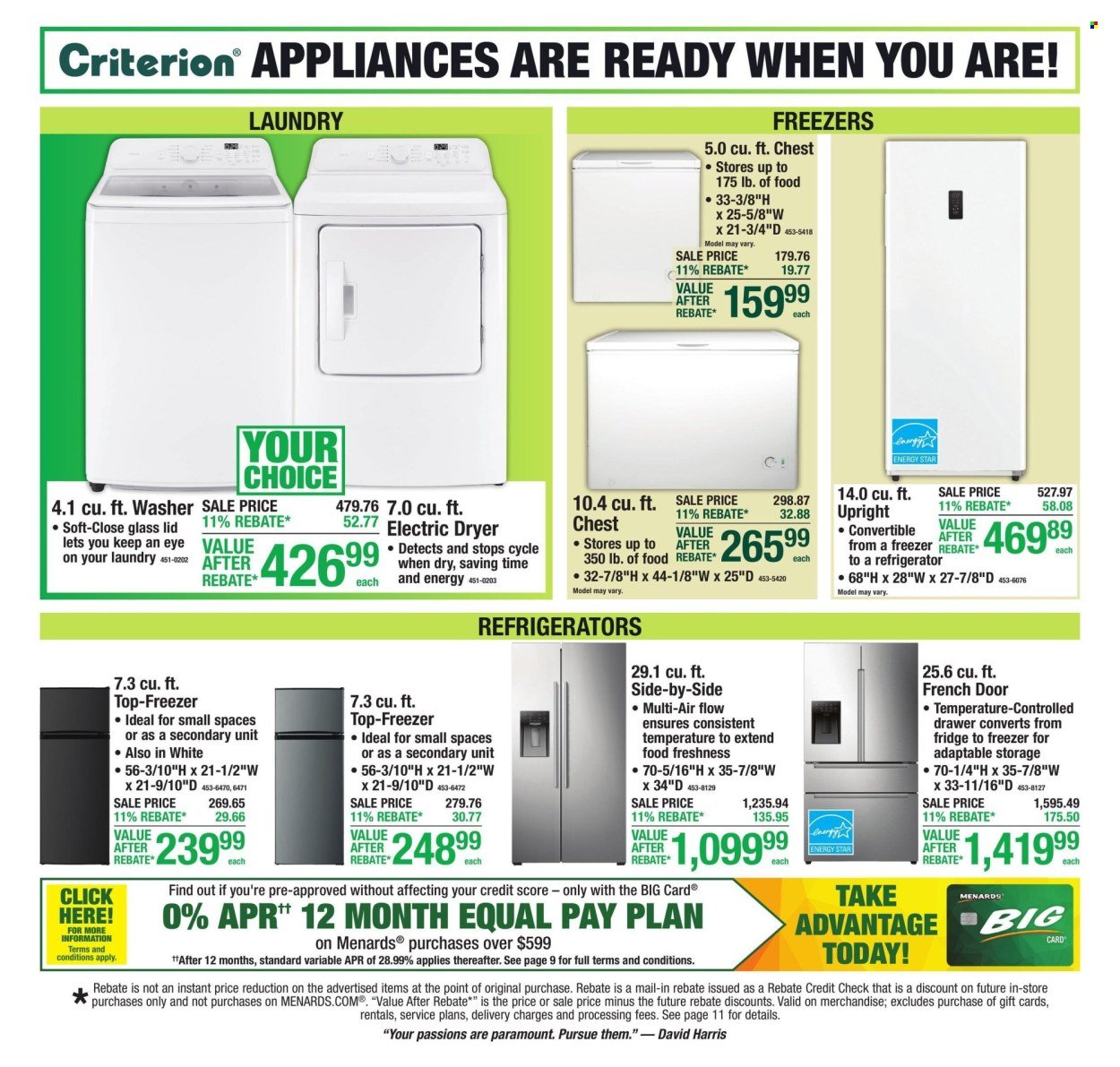 MENARDS ad - 11% Rebate* Sale