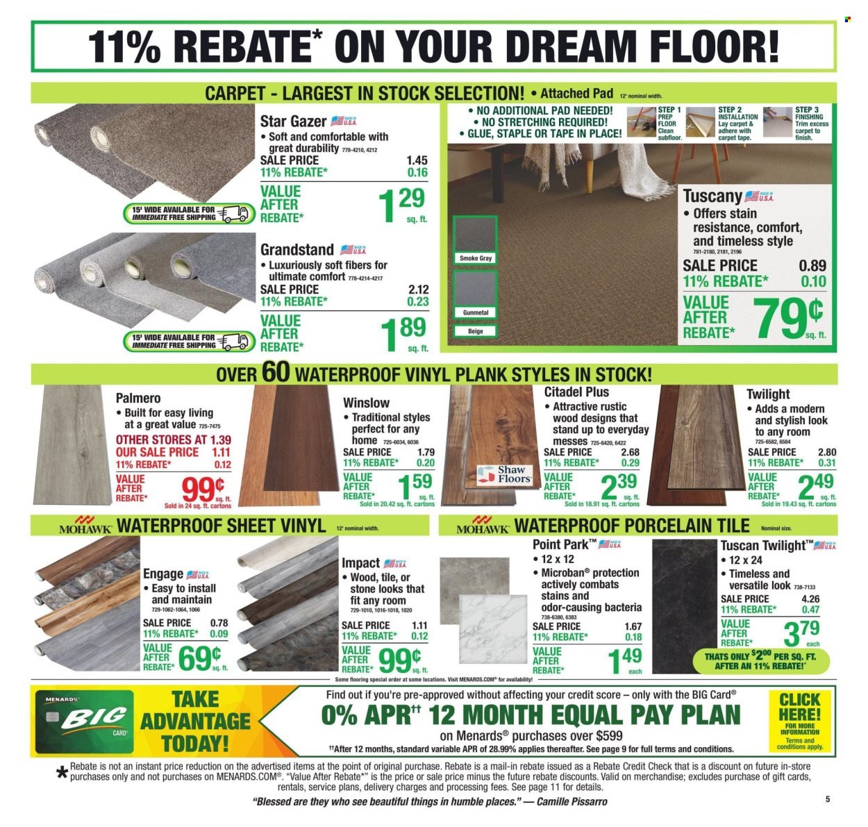 MENARDS ad - 11% Rebate* Sale