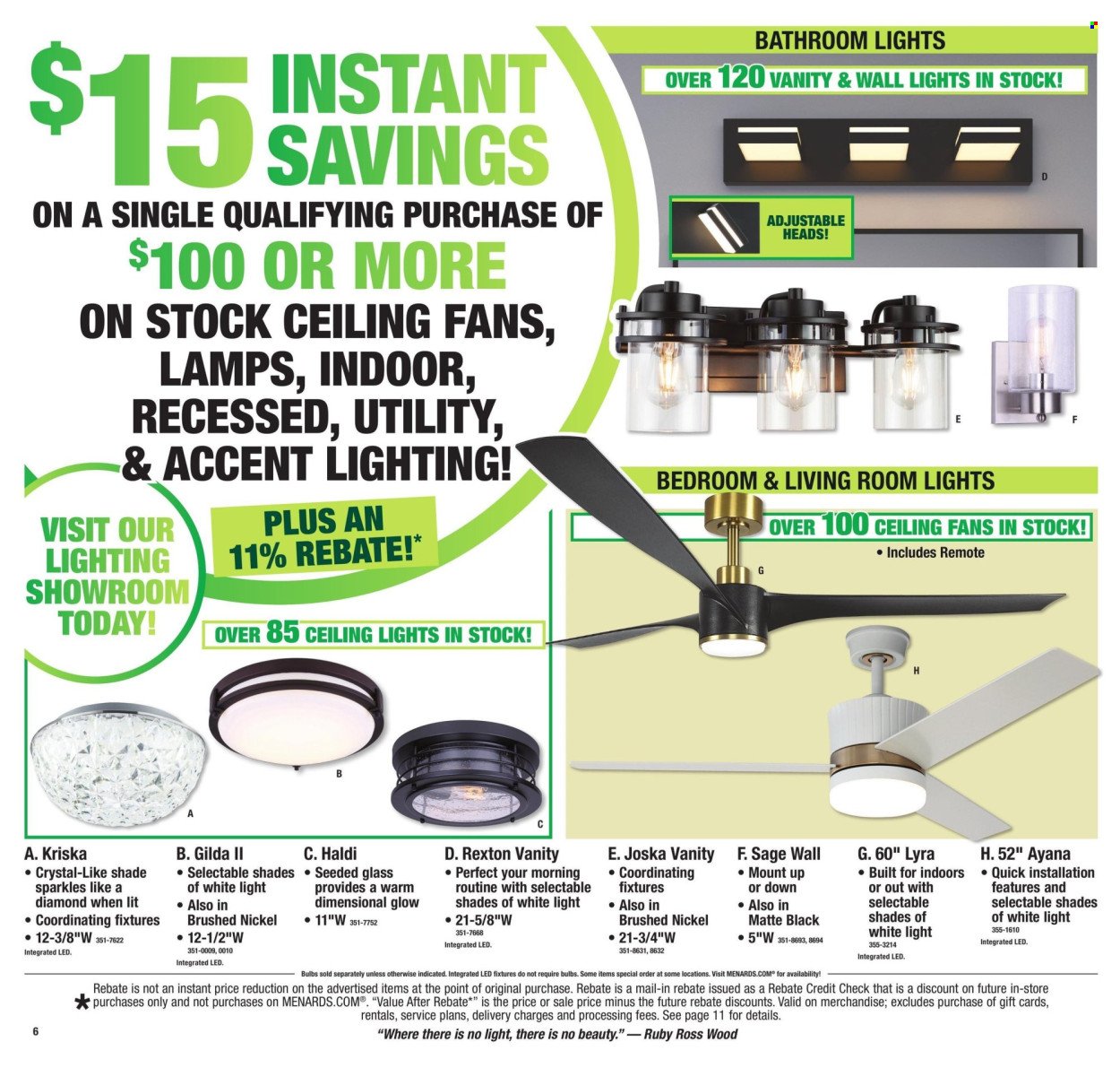 MENARDS ad - 11% Rebate* Sale