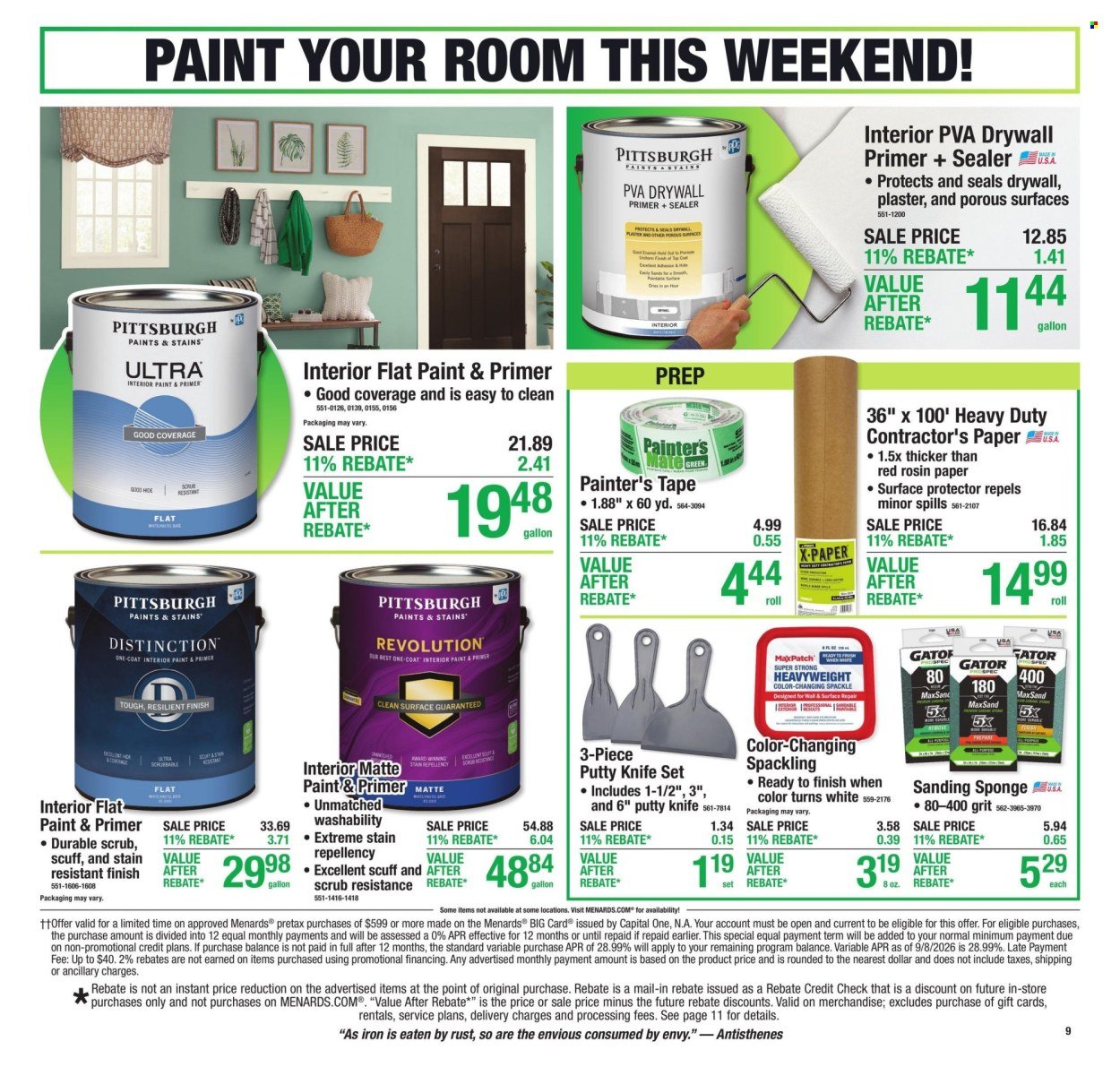 MENARDS ad - 11% Rebate* Sale