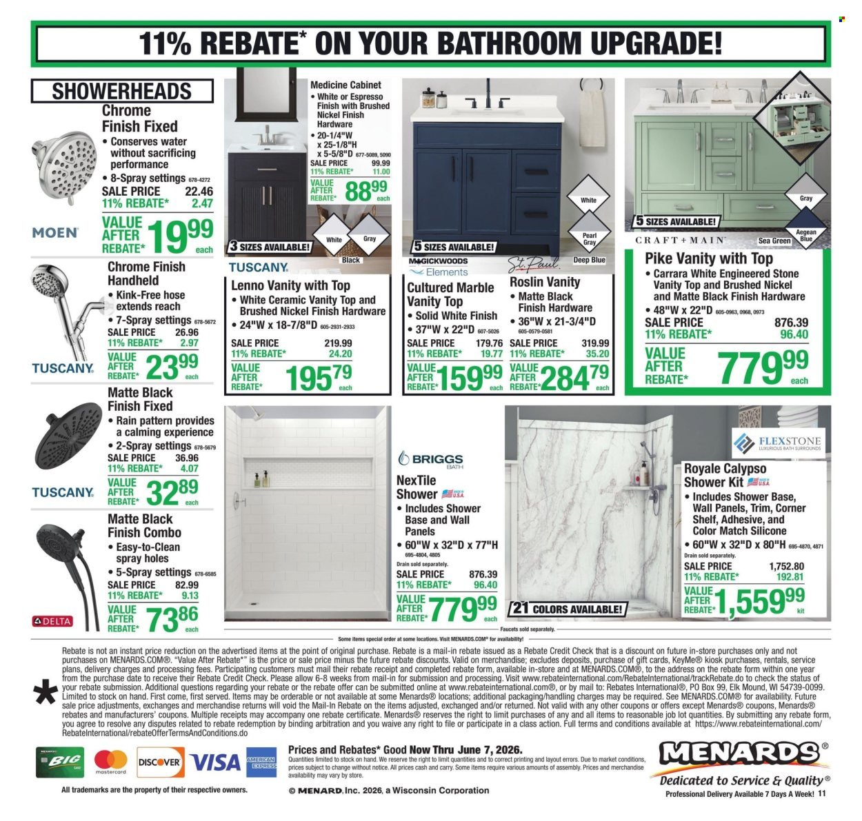 MENARDS ad - 11% Rebate* Sale
