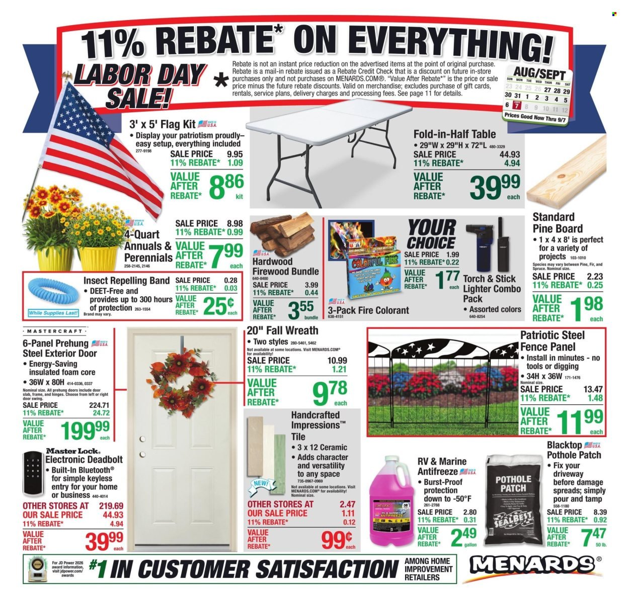 MENARDS ad - 11% Rebate* Sale