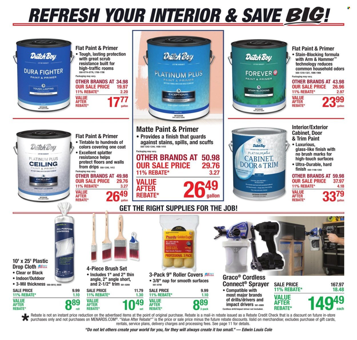 MENARDS ad - 11% Rebate* Sale