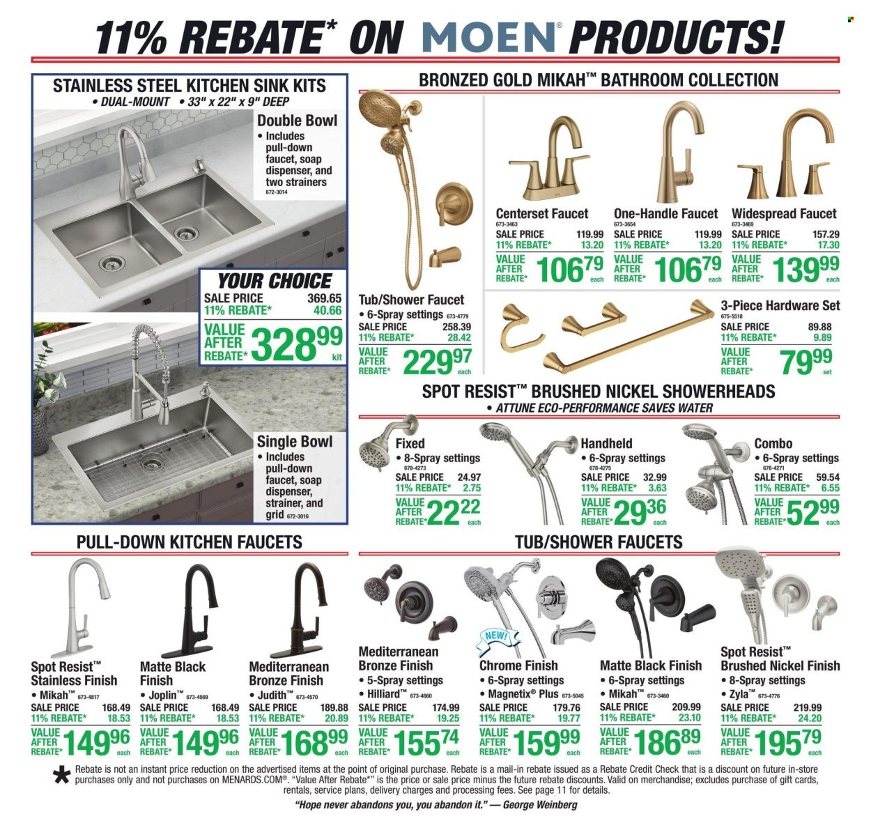 MENARDS ad - 11% Rebate* Sale