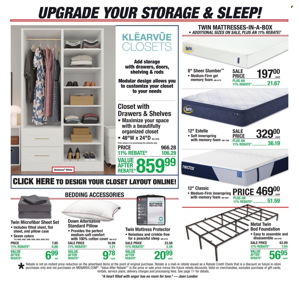 MENARDS ad - 11% Rebate* Sale