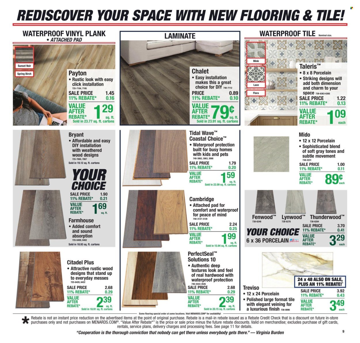 MENARDS ad - 11% Rebate* Sale