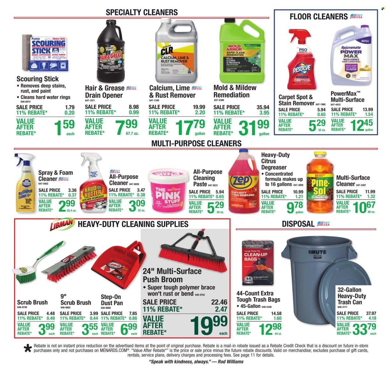 MENARDS ad - 11% Rebate* Sale