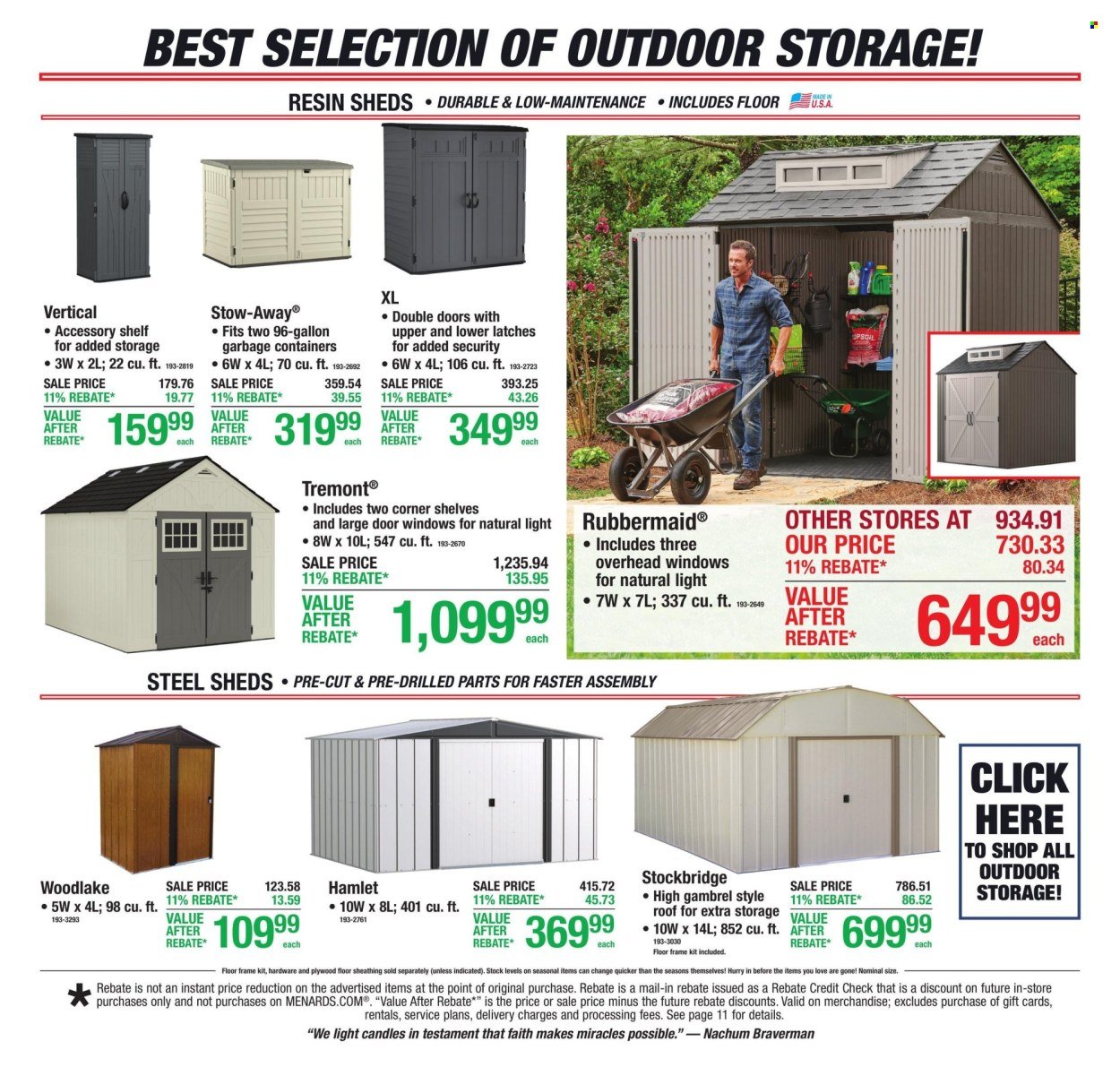 MENARDS ad - 11% Rebate* Sale