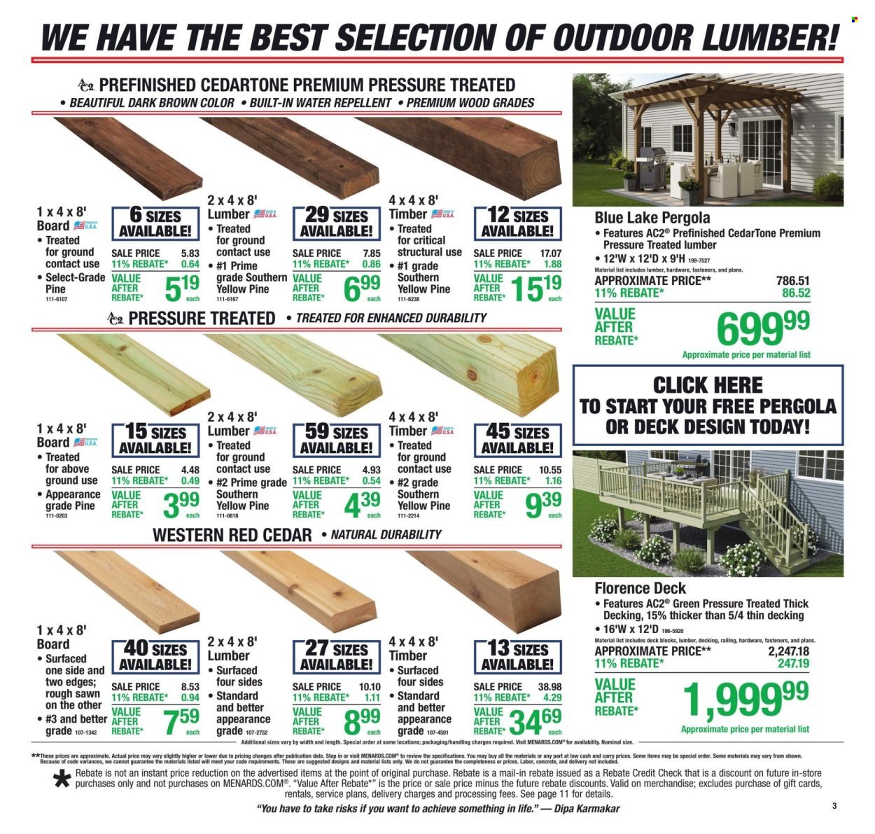 MENARDS ad - 11% Rebate* Sale
