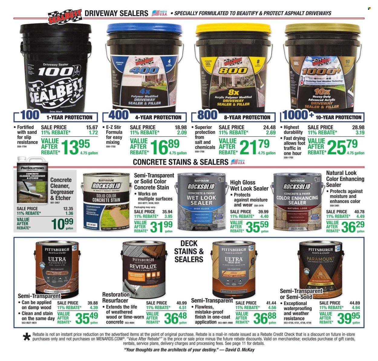 MENARDS ad - 11% Rebate* Sale