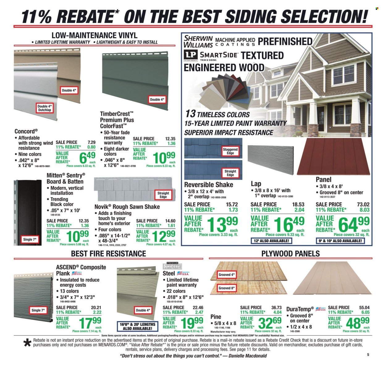 MENARDS ad - 11% Rebate* Sale