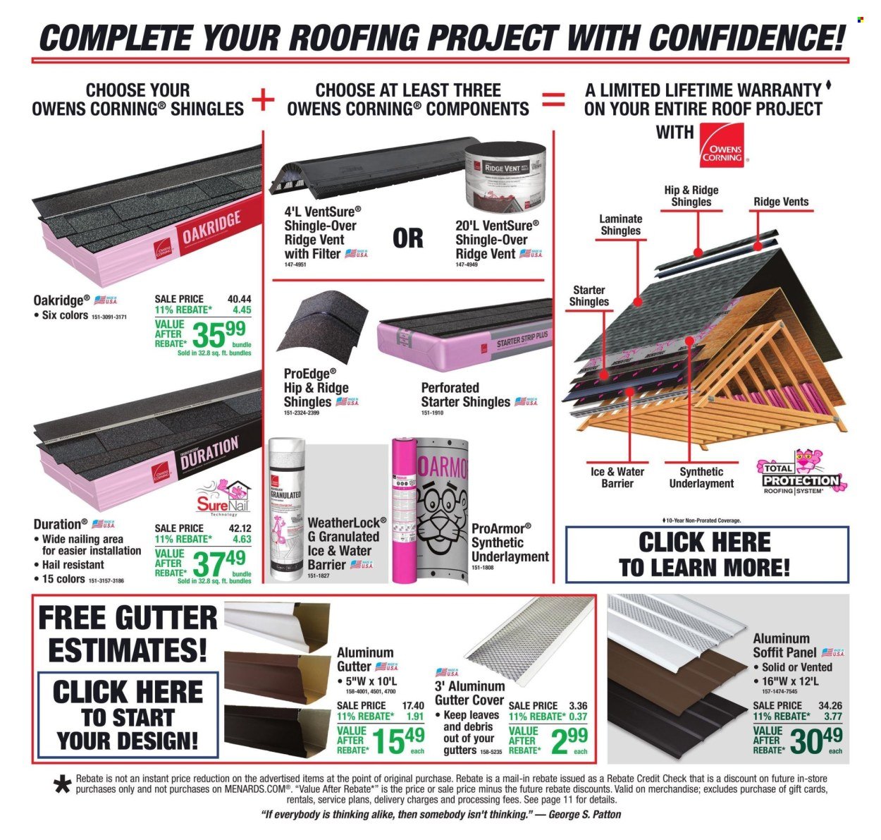 MENARDS ad - 11% Rebate* Sale