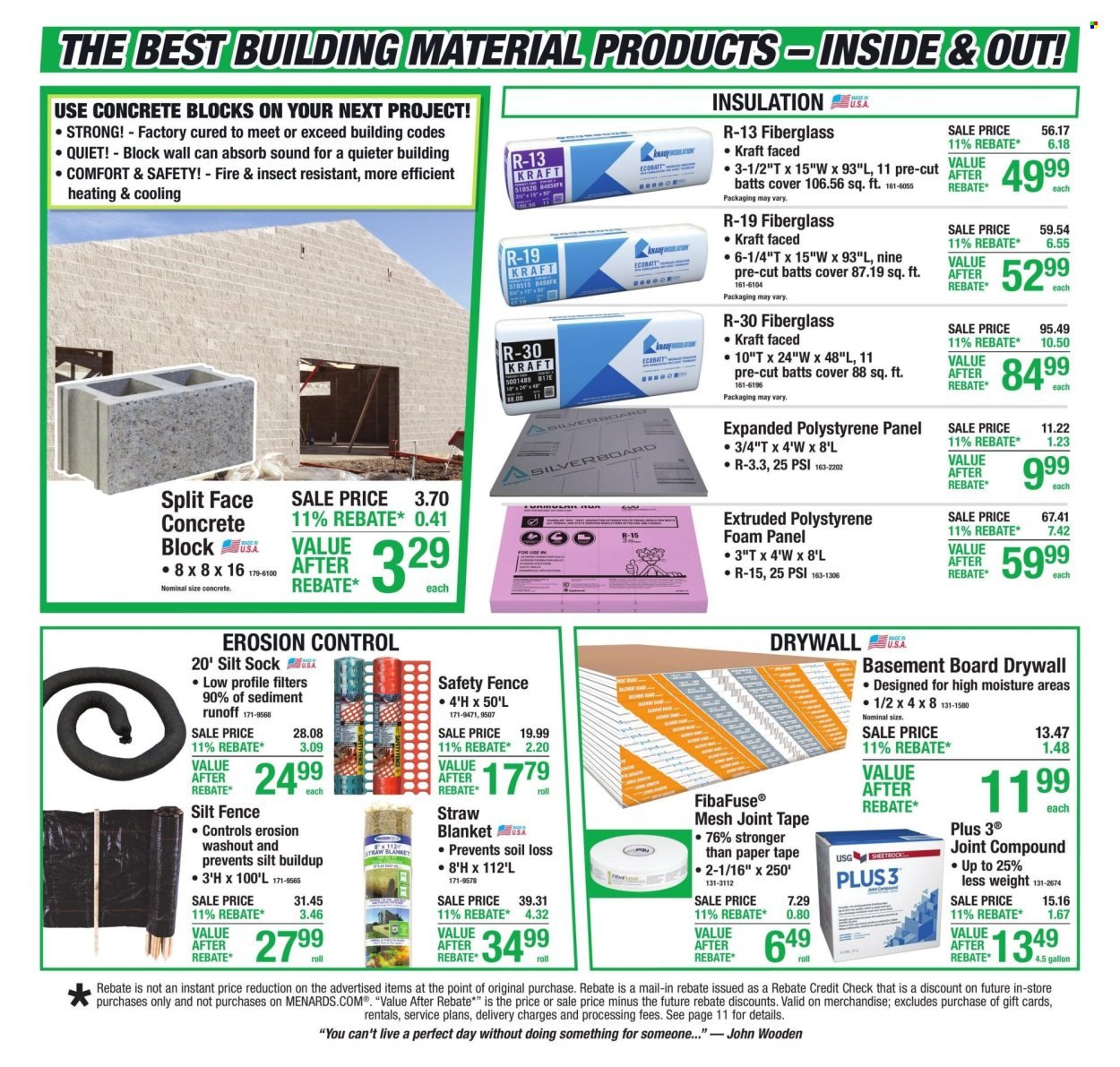 MENARDS ad - 11% Rebate* Sale