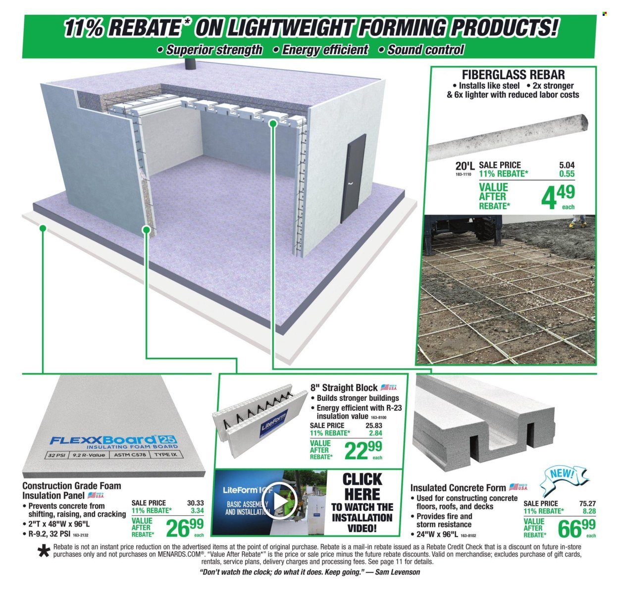 MENARDS ad - 11% Rebate* Sale