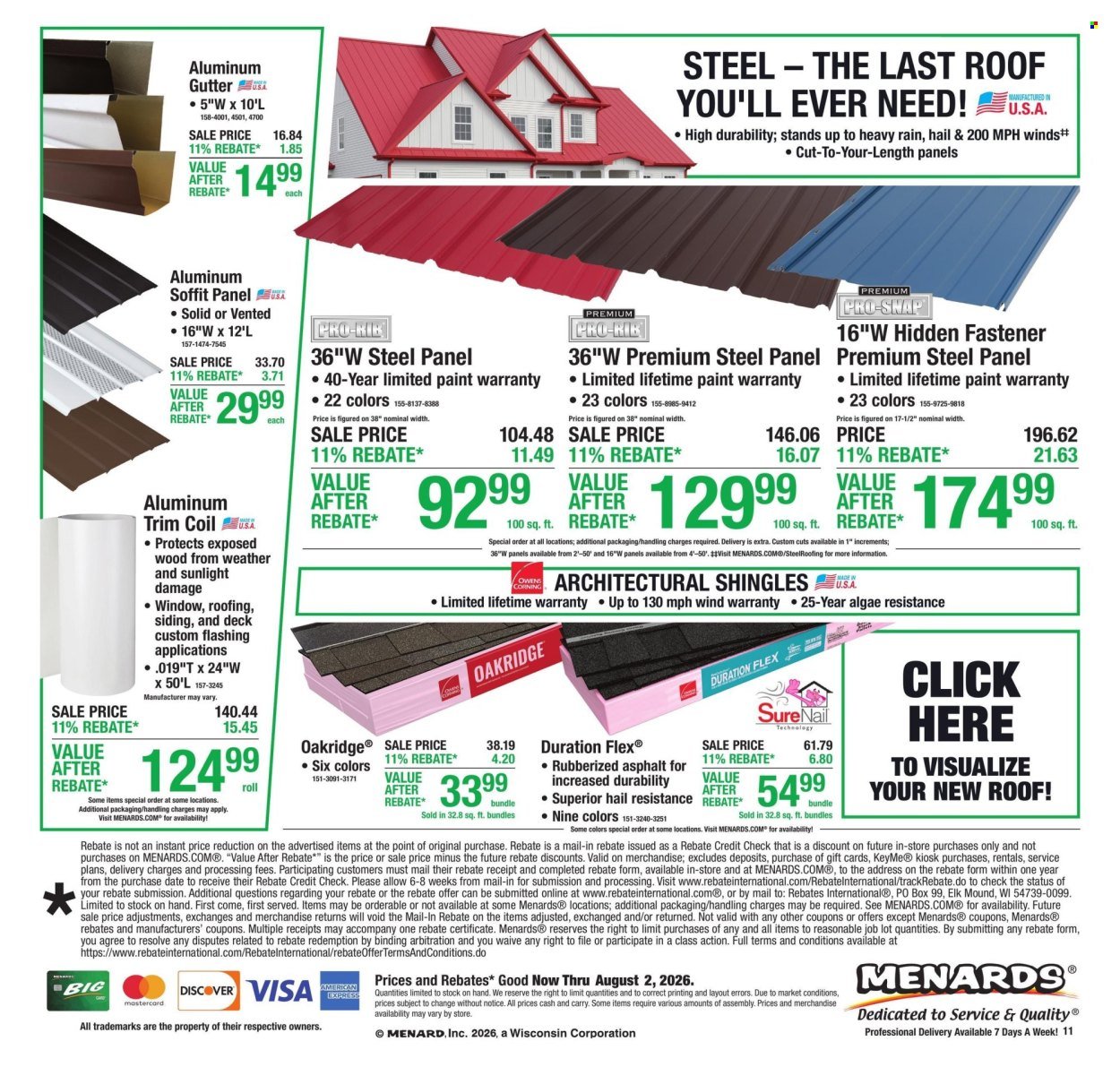 MENARDS ad - 11% Rebate* Sale