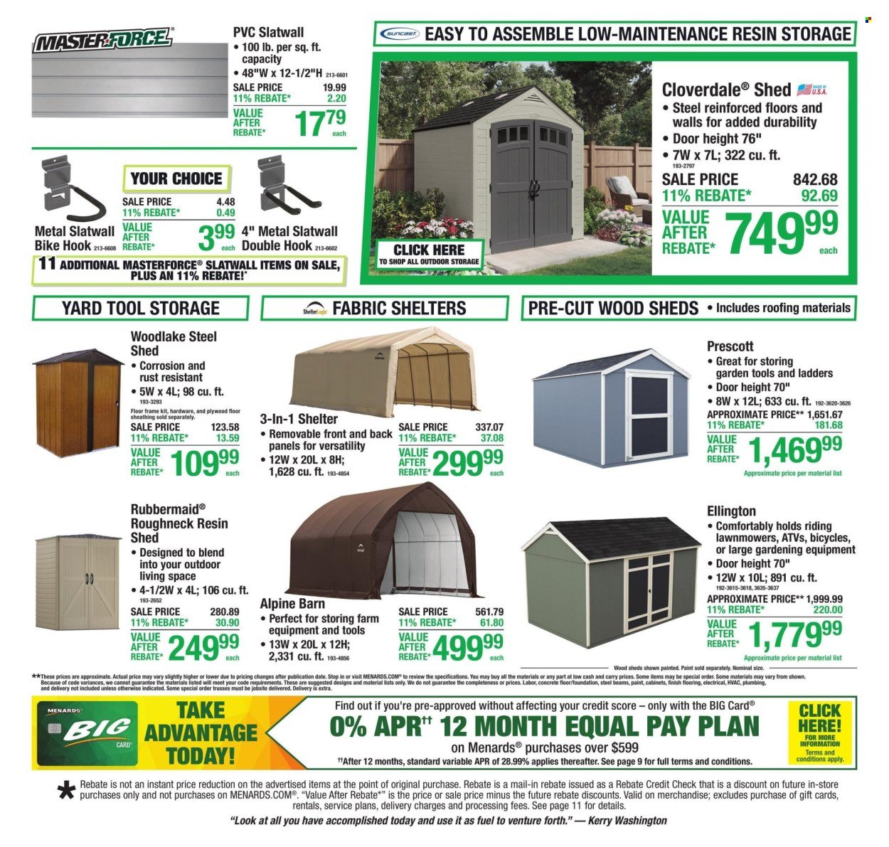 MENARDS ad - 11% Rebate* Sale