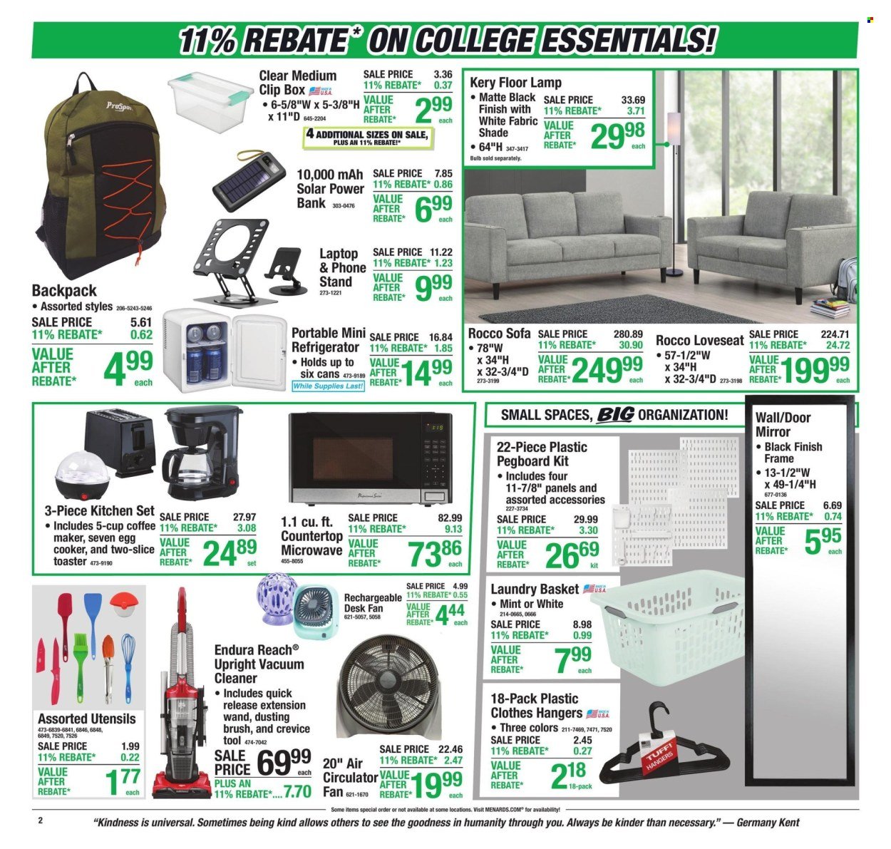MENARDS ad - 11% Rebate* Sale