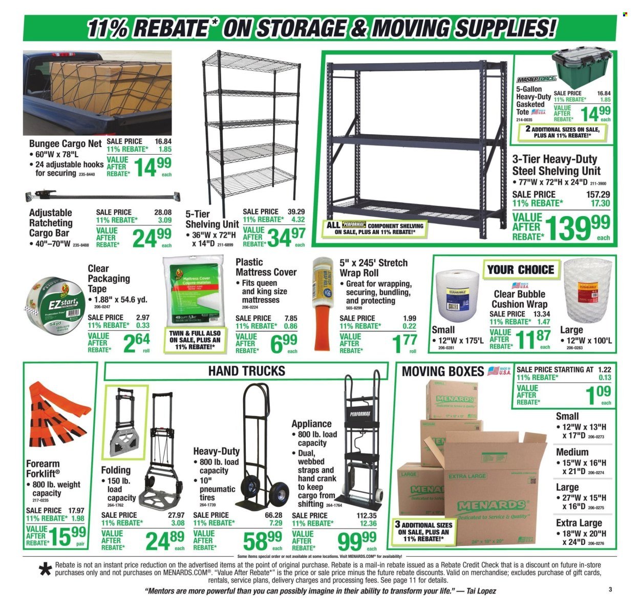 MENARDS ad - 11% Rebate* Sale