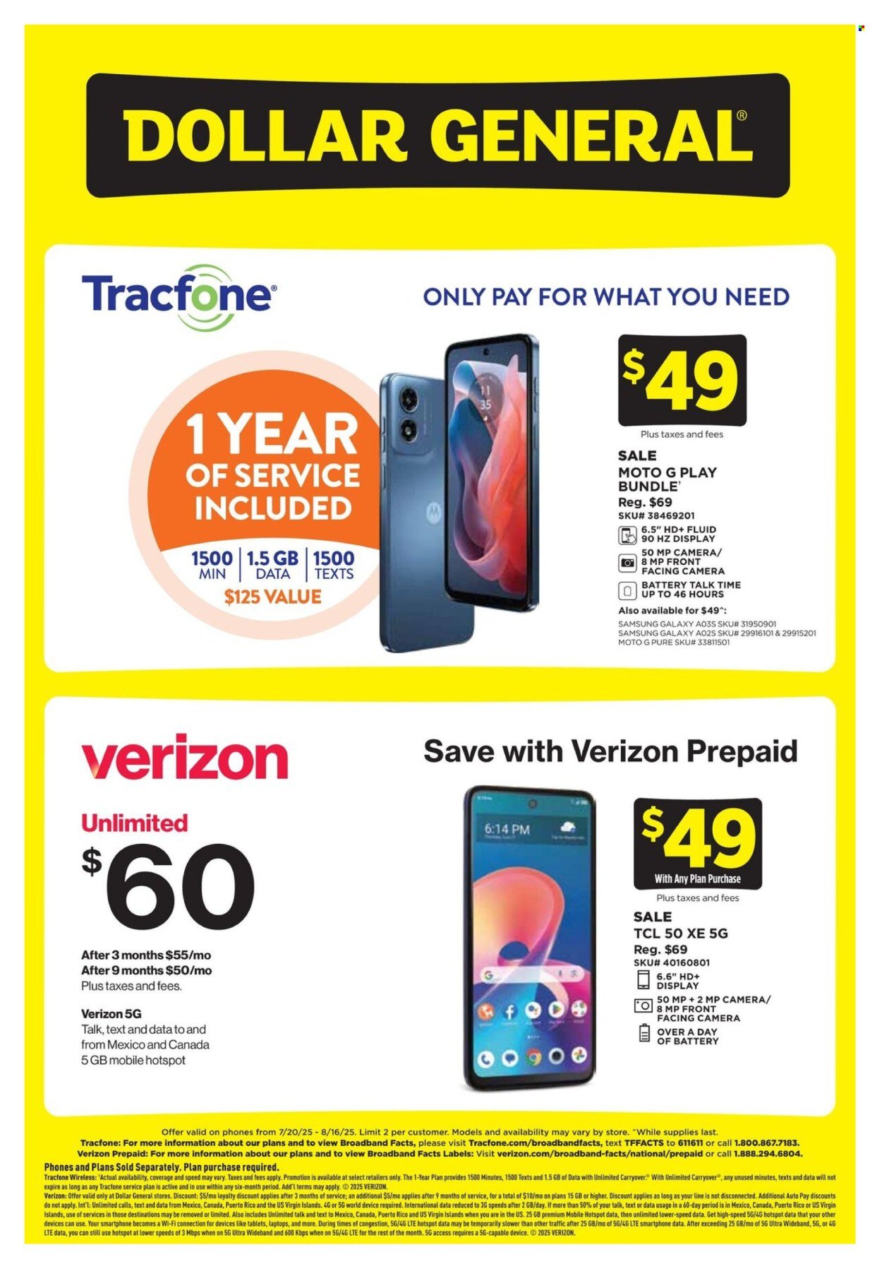 DOLLAR GENERAL ad - Wireless Deals (2025-07-20 - 2025-08-16) | 1