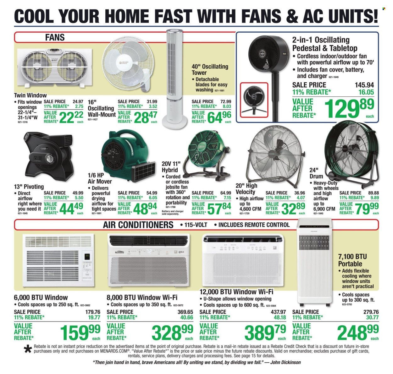 MENARDS ad - 11% Rebate* Sale