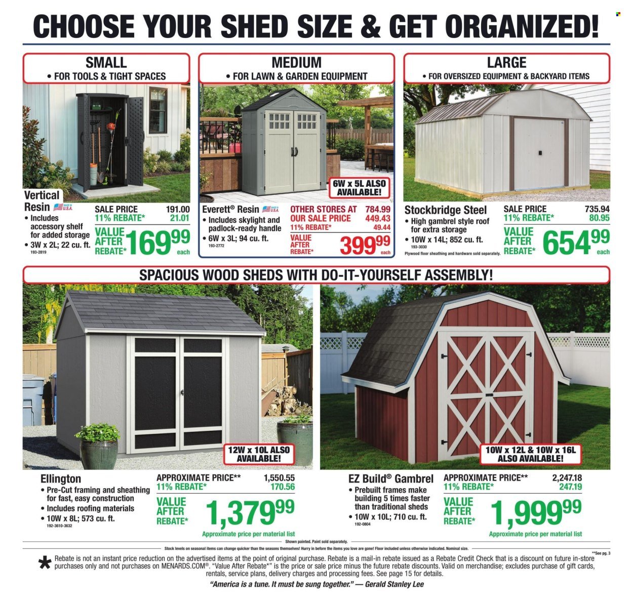 MENARDS ad - 11% Rebate* Sale