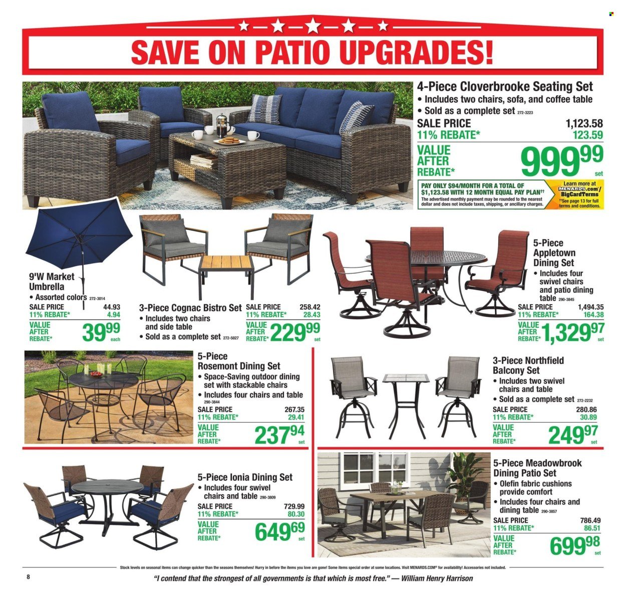 MENARDS ad - 11% Rebate* Sale