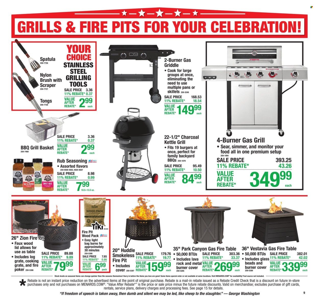 MENARDS ad - 11% Rebate* Sale