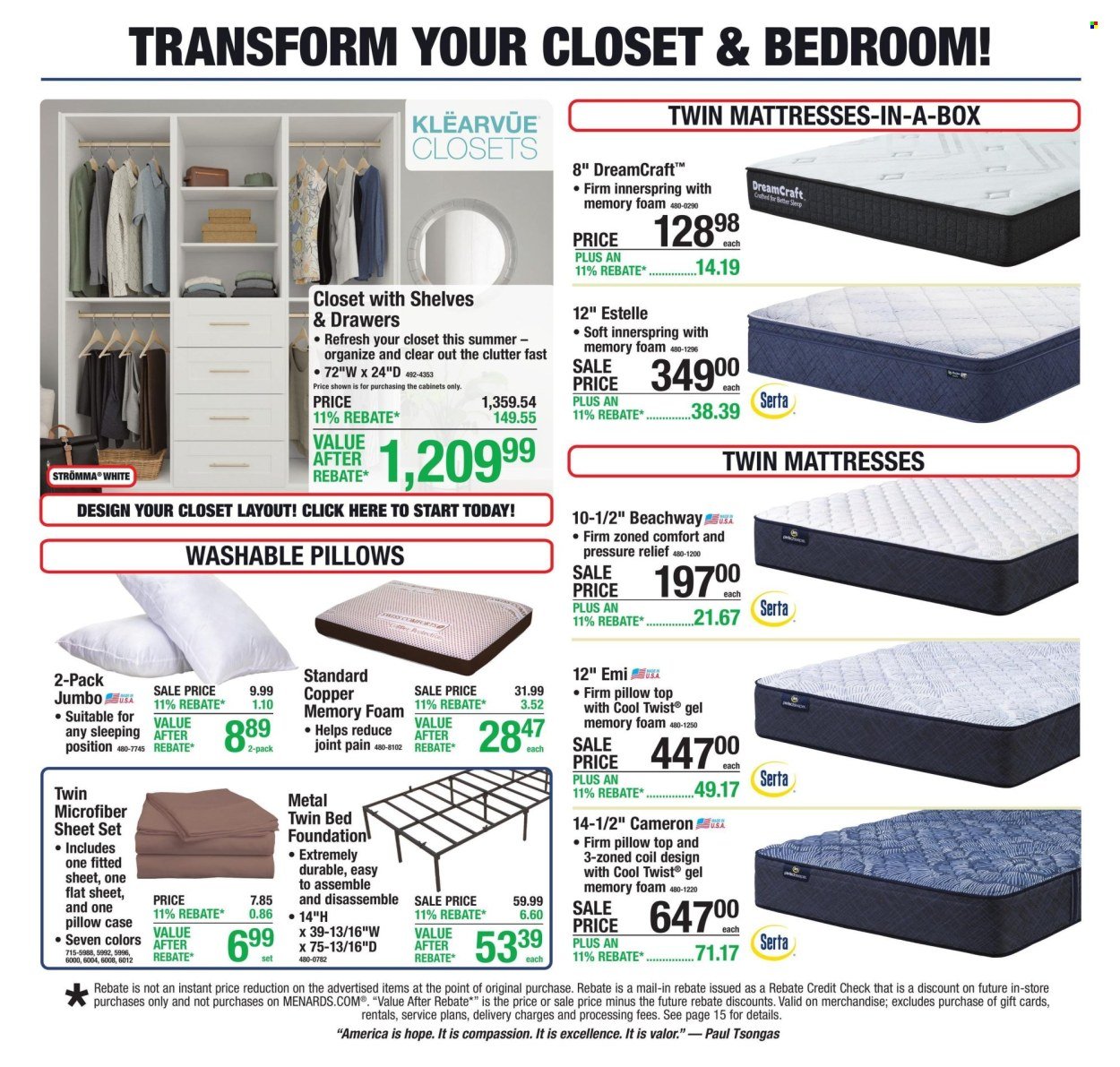 MENARDS ad - 11% Rebate* Sale