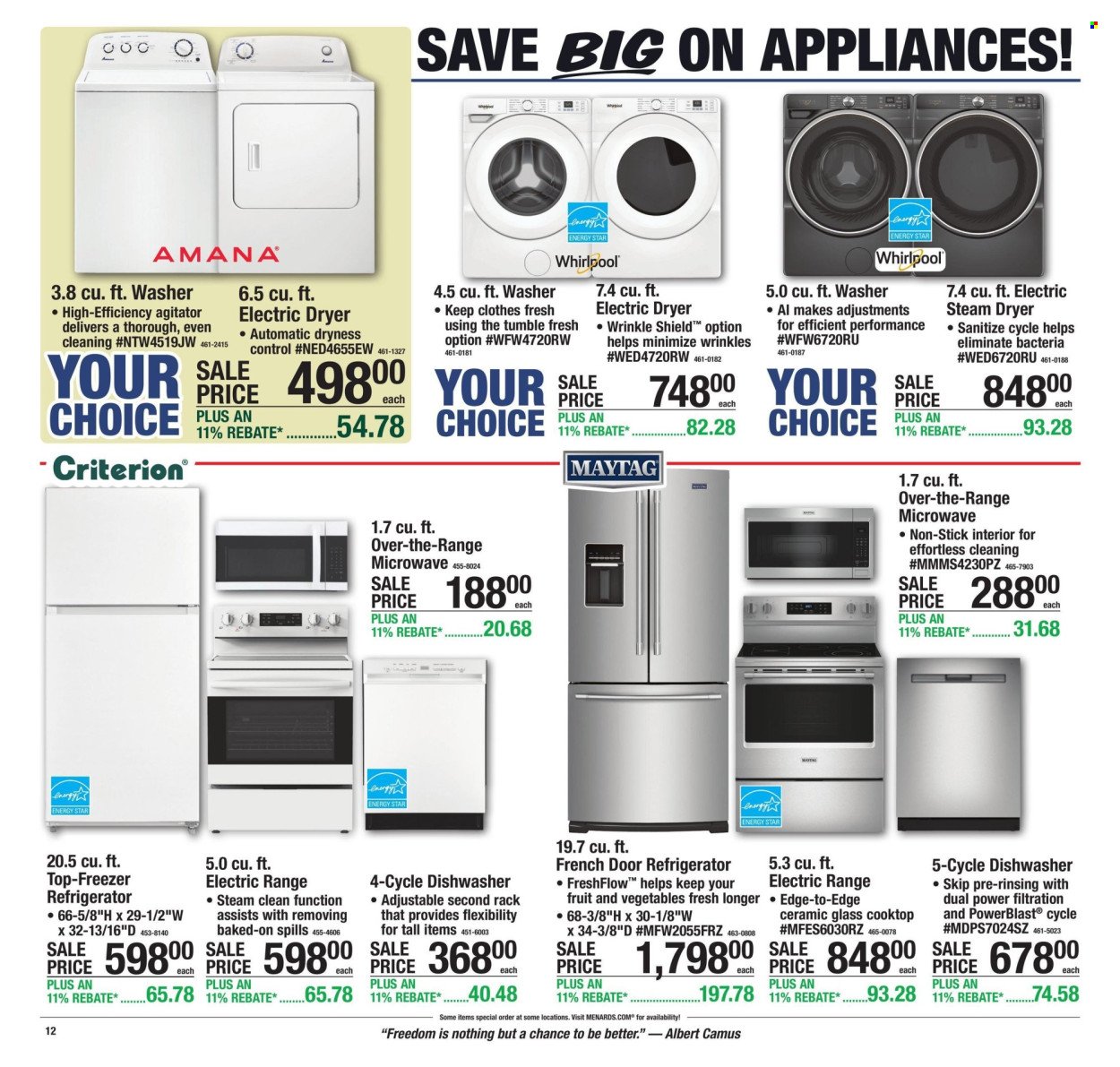 MENARDS ad - 11% Rebate* Sale