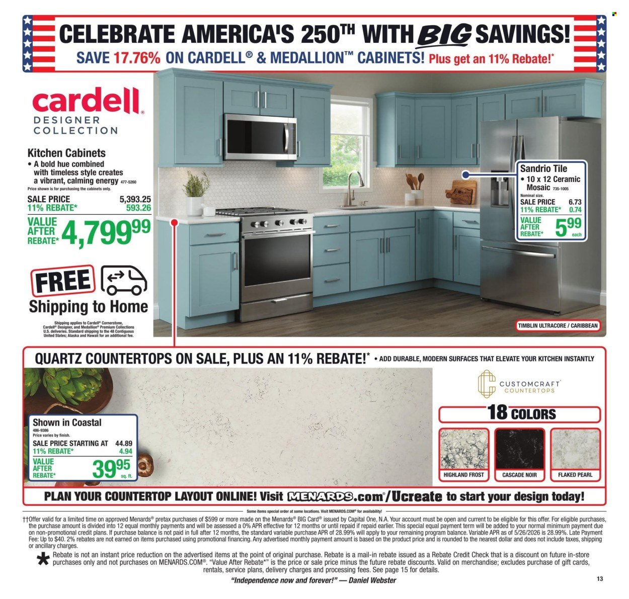 MENARDS ad - 11% Rebate* Sale