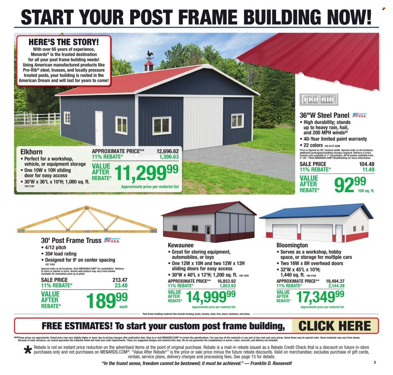 MENARDS ad - 11% Rebate* Sale