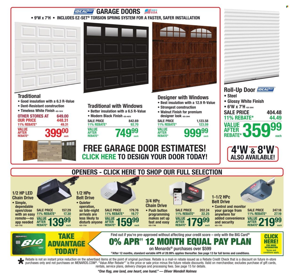 MENARDS ad - 11% Rebate* Sale